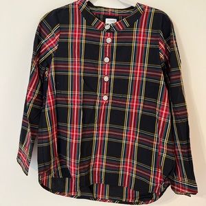J Crew Plaid Shirt w/ rhinestone buttons